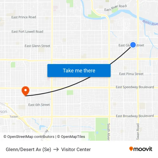 Glenn/Desert Av (Se) to Visitor Center map