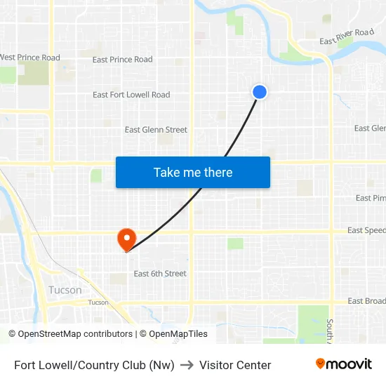 Fort Lowell/Country Club (Nw) to Visitor Center map