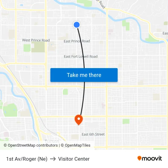 1st Av/Roger (Ne) to Visitor Center map