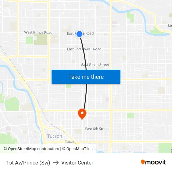 1st Av/Prince (Sw) to Visitor Center map