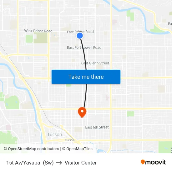1st Av/Yavapai (Sw) to Visitor Center map