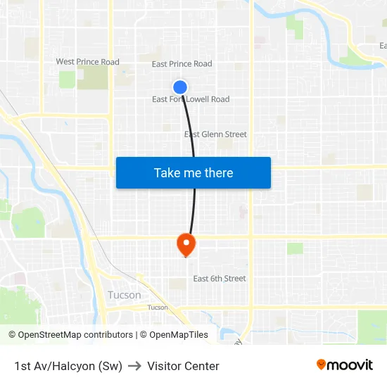 1st Av/Halcyon (Sw) to Visitor Center map