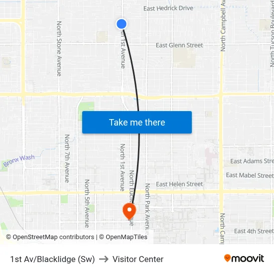 1st Av/Blacklidge (Sw) to Visitor Center map