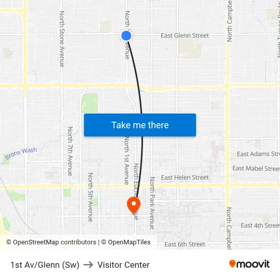 1st Av/Glenn (Sw) to Visitor Center map
