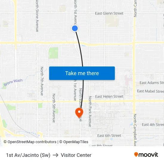 1st Av/Jacinto (Sw) to Visitor Center map