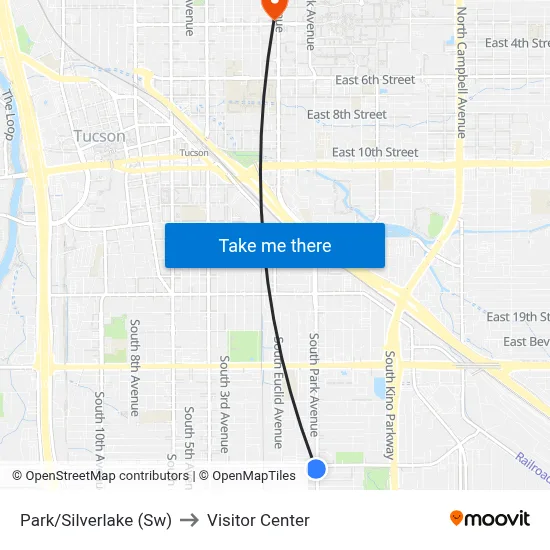 Park/Silverlake (Sw) to Visitor Center map