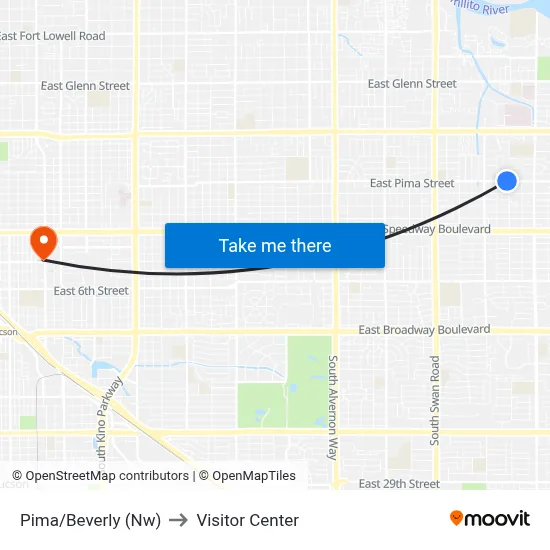 Pima/Beverly (Nw) to Visitor Center map
