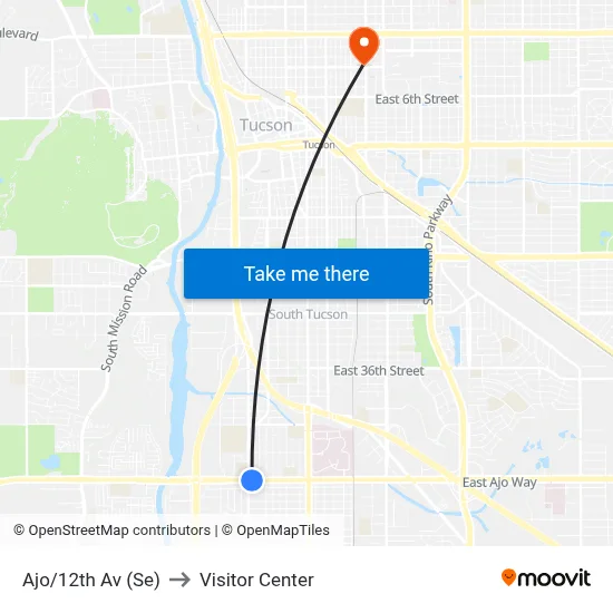 Ajo/12th Av (Se) to Visitor Center map