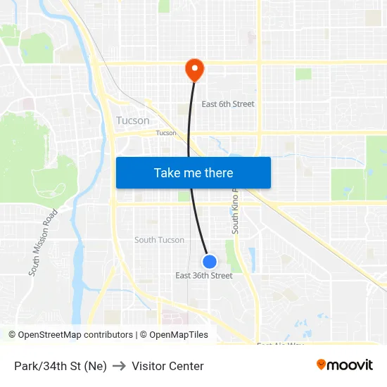 Park/34th St (Ne) to Visitor Center map