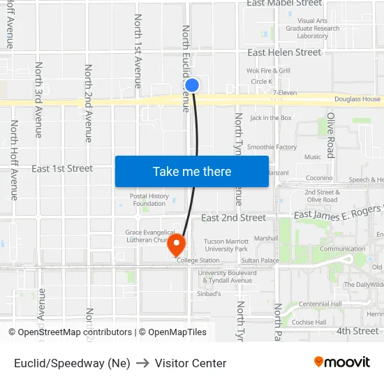 Euclid/Speedway (Ne) to Visitor Center map