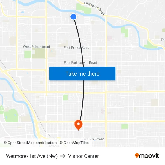 Wetmore/1st Ave (Nw) to Visitor Center map