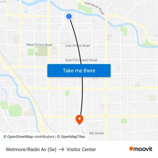 Wetmore/Radin Av (Se) to Visitor Center map