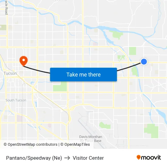 Pantano/Speedway (Ne) to Visitor Center map