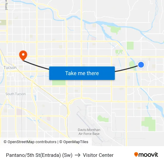 Pantano/5th St(Entrada) (Sw) to Visitor Center map