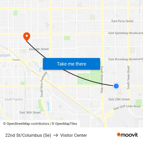 22nd St/Columbus (Se) to Visitor Center map