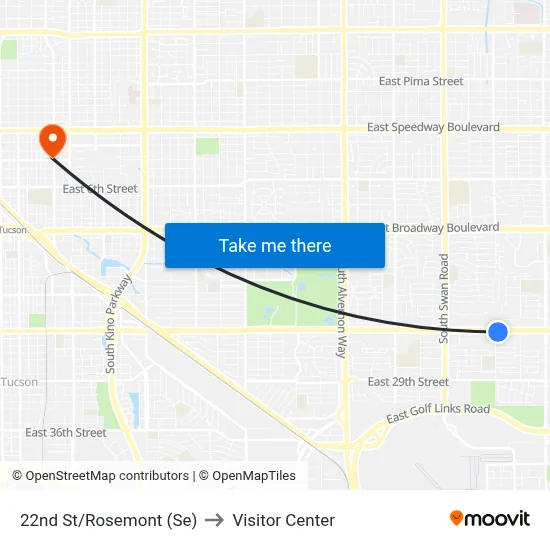 22nd St/Rosemont (Se) to Visitor Center map