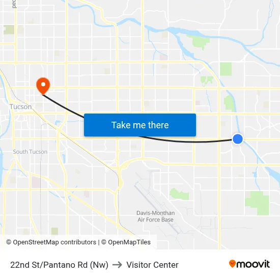 22nd St/Pantano Rd (Nw) to Visitor Center map