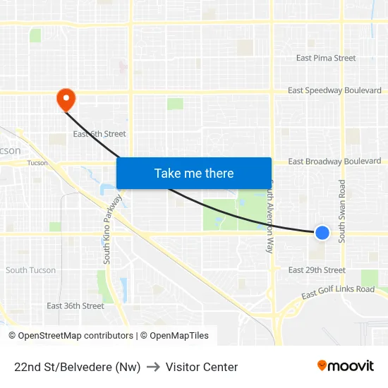 22nd St/Belvedere (Nw) to Visitor Center map