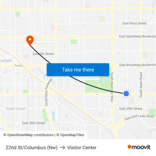 22nd St/Columbus (Nw) to Visitor Center map