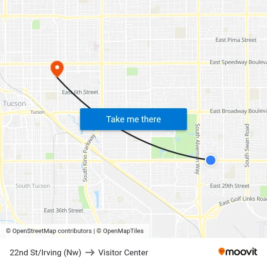 22nd St/Irving (Nw) to Visitor Center map