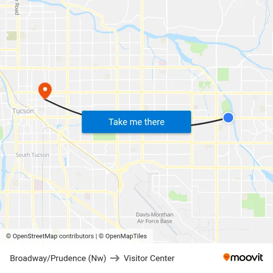Broadway/Prudence (Nw) to Visitor Center map