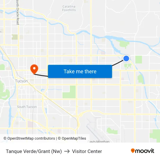 Tanque Verde/Grant (Nw) to Visitor Center map