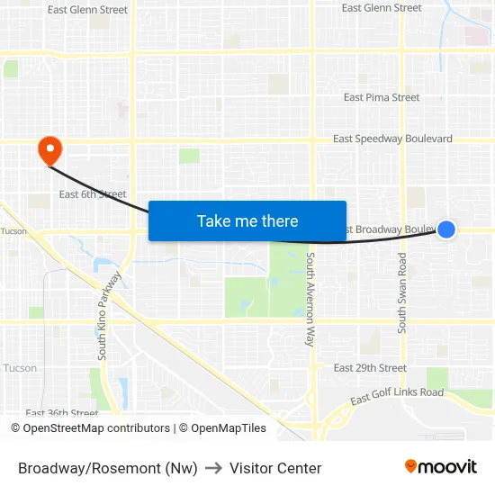 Broadway/Rosemont (Nw) to Visitor Center map
