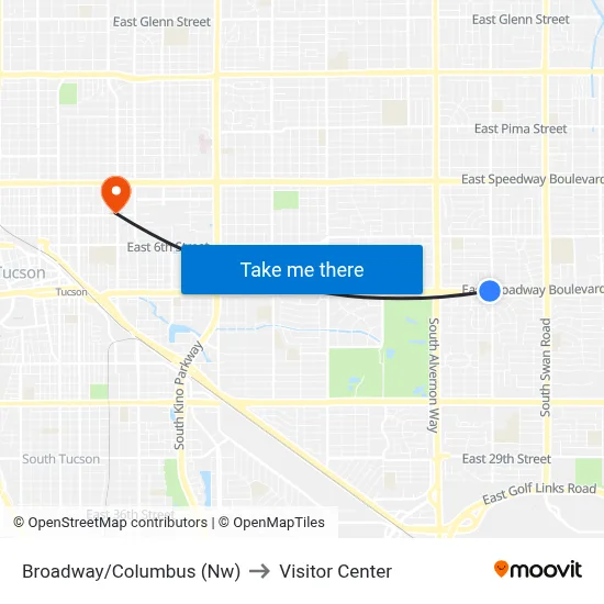 Broadway/Columbus (Nw) to Visitor Center map