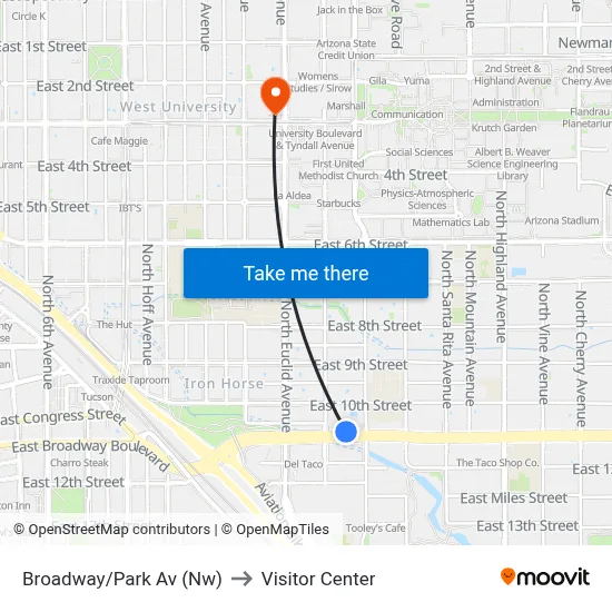 Broadway/Park Av (Nw) to Visitor Center map