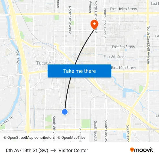 6th Av/18th St (Sw) to Visitor Center map