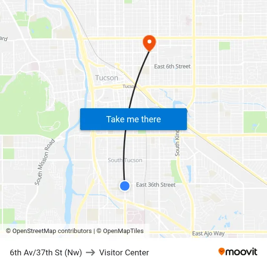 6th Av/37th St (Nw) to Visitor Center map