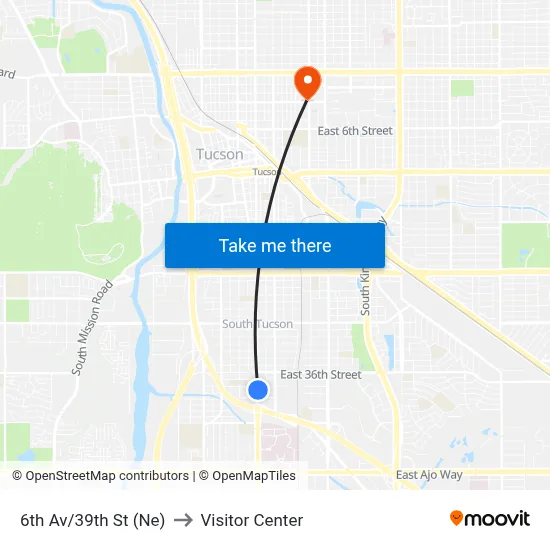 6th Av/39th St (Ne) to Visitor Center map