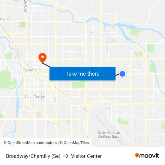Broadway/Chantilly (Se) to Visitor Center map