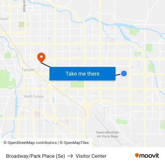 Broadway/Park Place (Se) to Visitor Center map