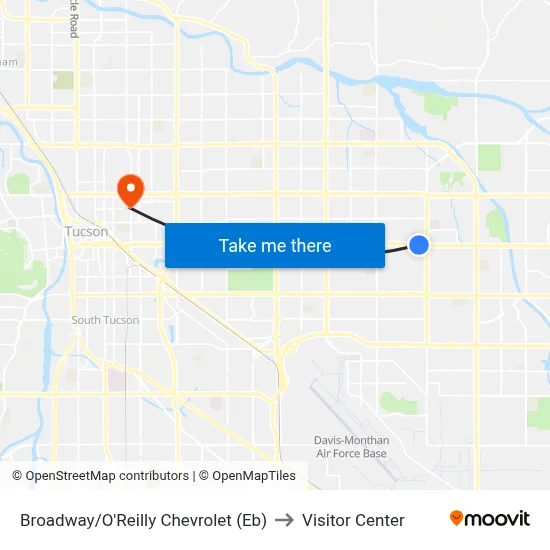 Broadway/O'Reilly Chevrolet (Eb) to Visitor Center map