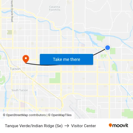 Tanque Verde/Indian Ridge (Se) to Visitor Center map