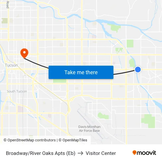 Broadway/River Oaks Apts (Eb) to Visitor Center map