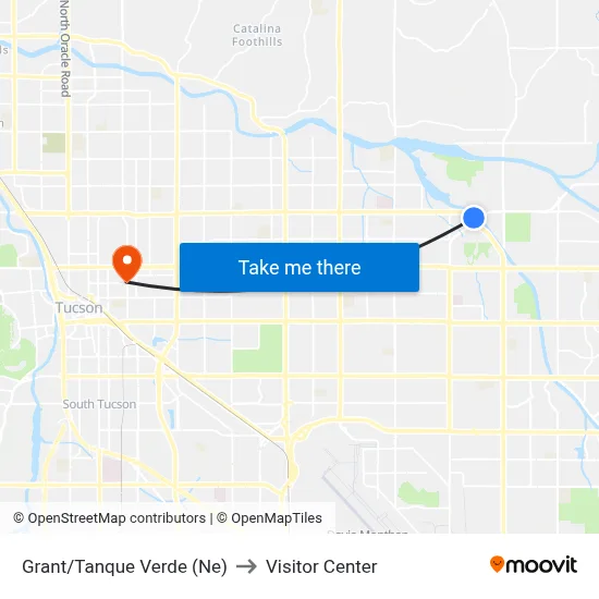Grant/Tanque Verde (Ne) to Visitor Center map