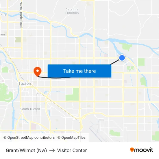 Grant/Wilmot (Nw) to Visitor Center map
