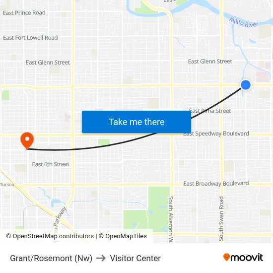 Grant/Rosemont (Nw) to Visitor Center map
