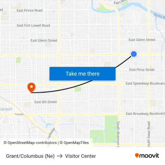 Grant/Columbus (Ne) to Visitor Center map
