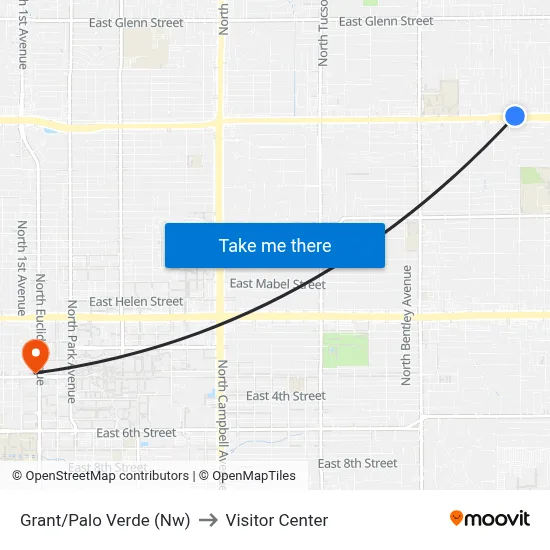 Grant/Palo Verde (Nw) to Visitor Center map