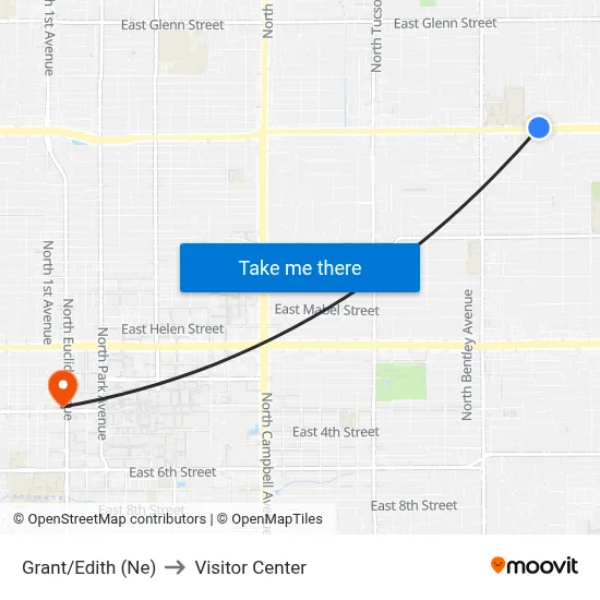 Grant/Edith (Ne) to Visitor Center map