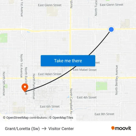 Grant/Loretta (Sw) to Visitor Center map