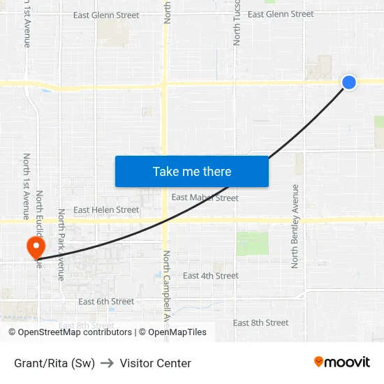Grant/Rita (Sw) to Visitor Center map