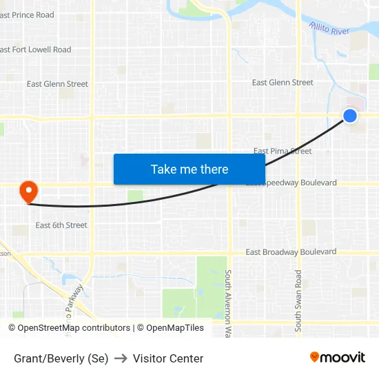 Grant/Beverly (Se) to Visitor Center map