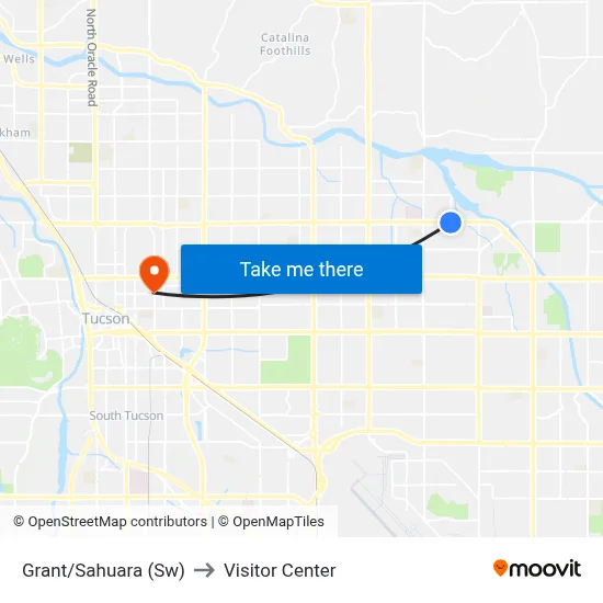 Grant/Sahuara (Sw) to Visitor Center map