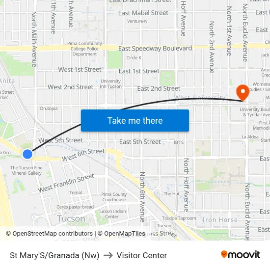 St Mary'S/Granada (Nw) to Visitor Center map
