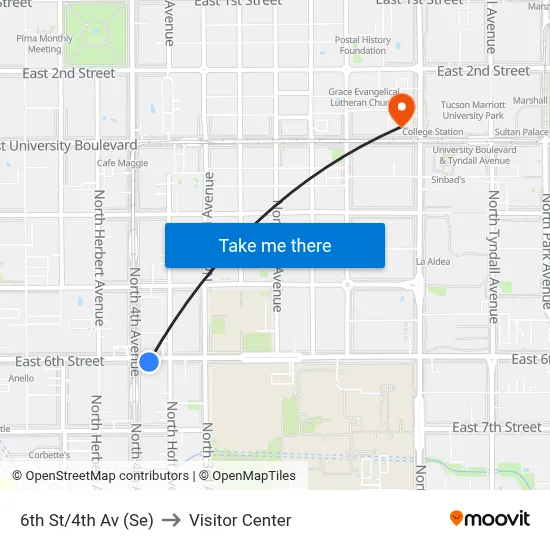6th St/4th Av (Se) to Visitor Center map