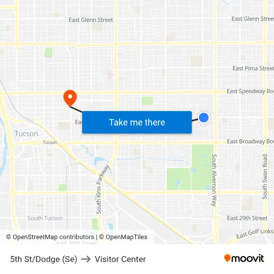 5th St/Dodge (Se) to Visitor Center map